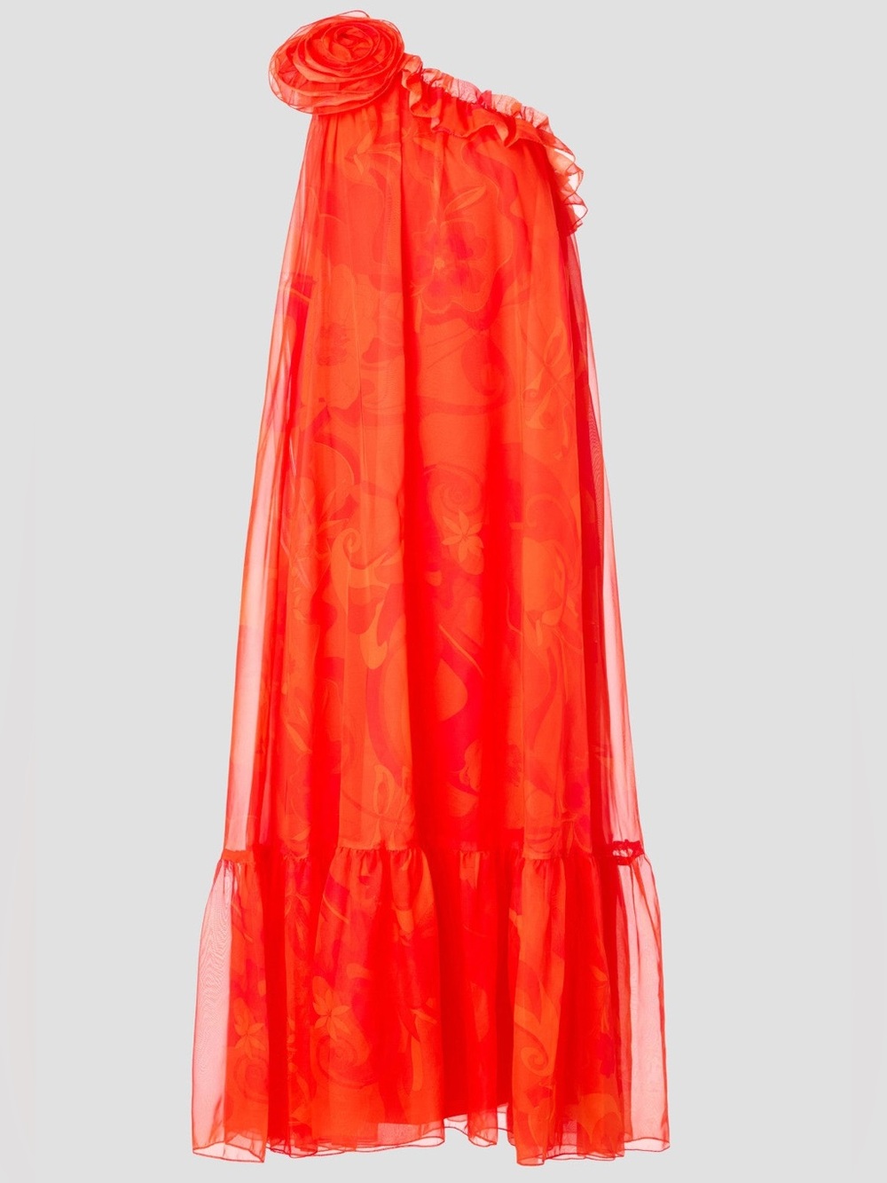 One Shoulder Rose Ruffle Maxi Dress - Picture 8 of 17